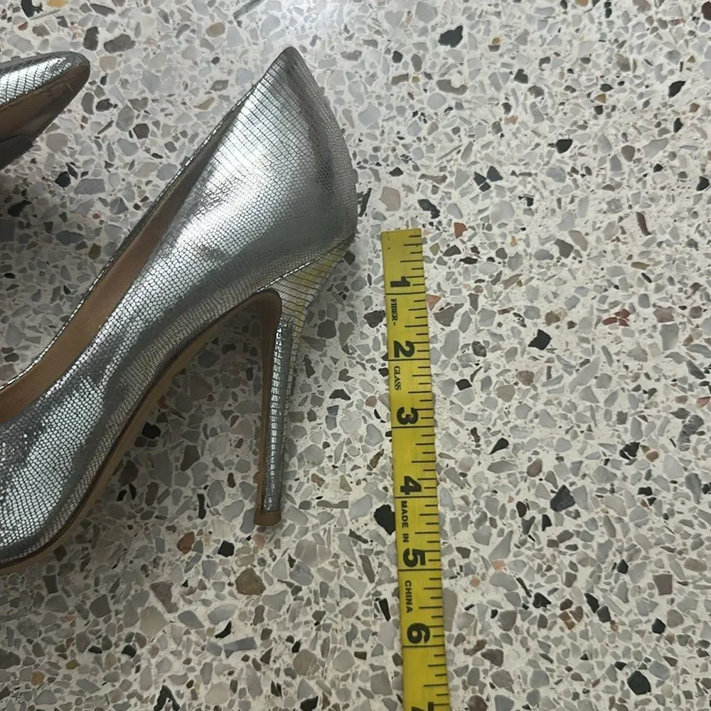 Salvatore Ferragamo silver metallic heels pumps 8.5